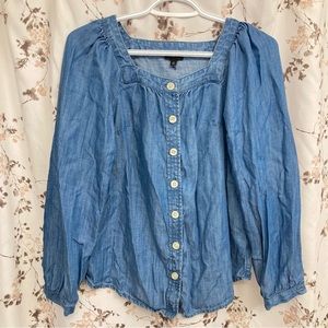 Talbots women’s size xs soft blue jean button up blouse